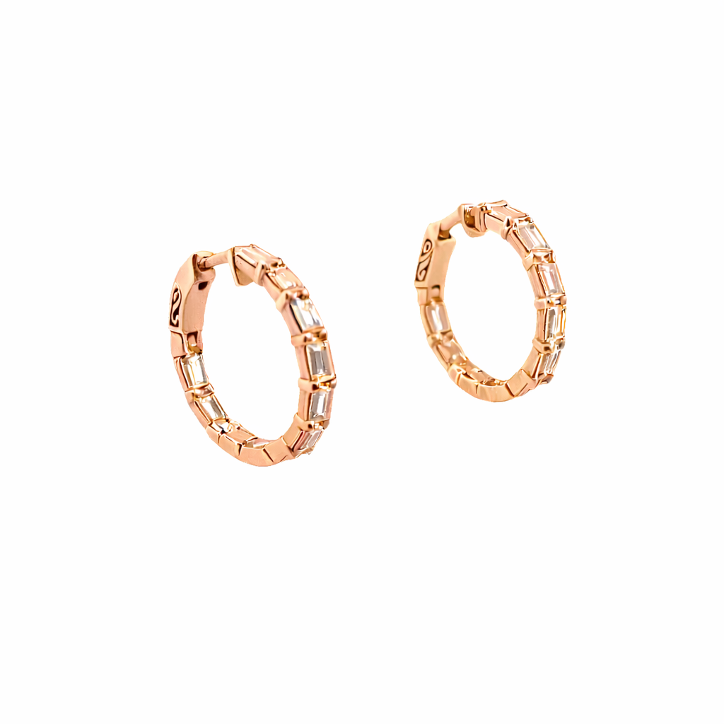 THERESE Emerald Diamond Drop Earrings | 6.20 cts | 14K Rose Gold
