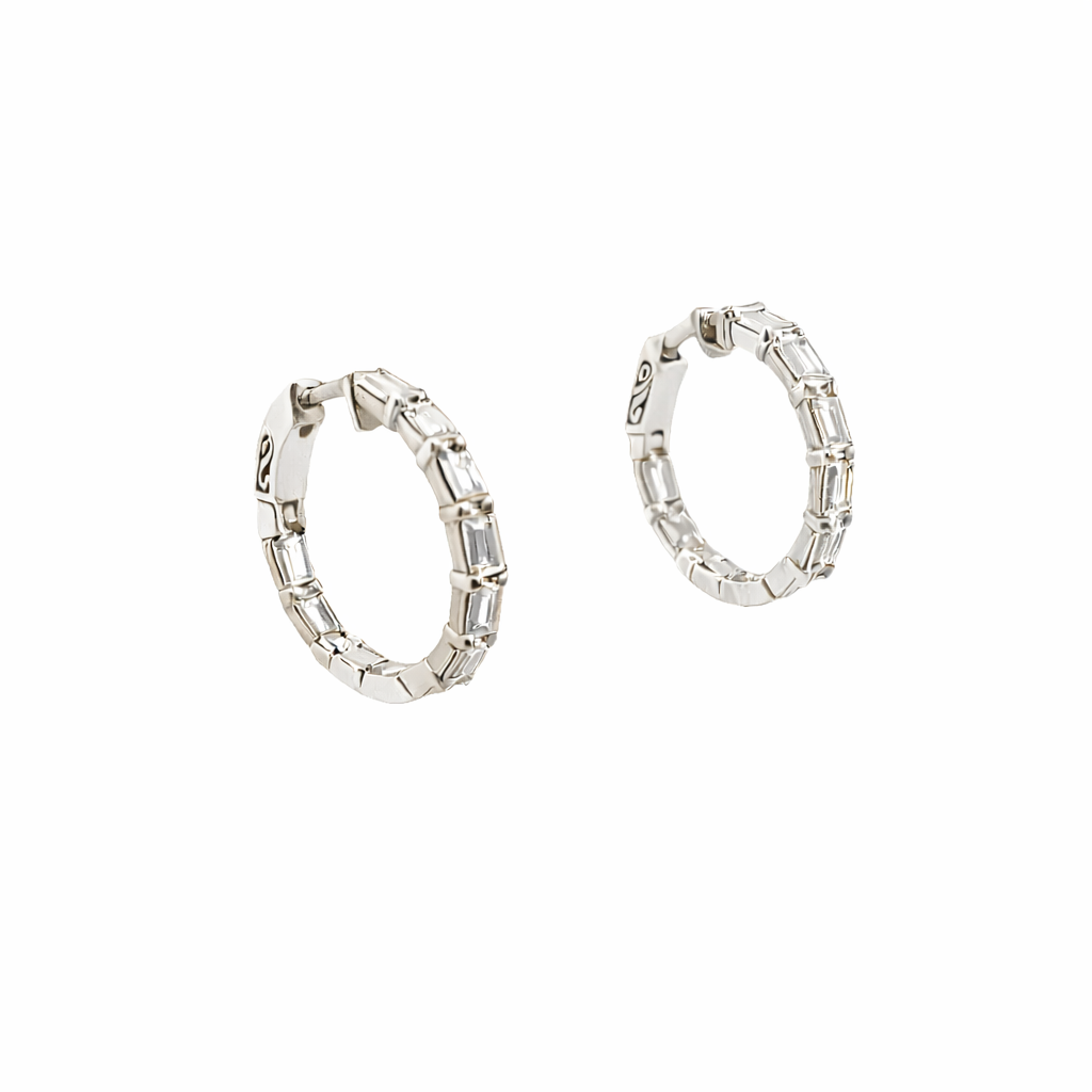 THERESE Emerald Diamond Drop Earrings | 6.20 cts | 14K White Gold