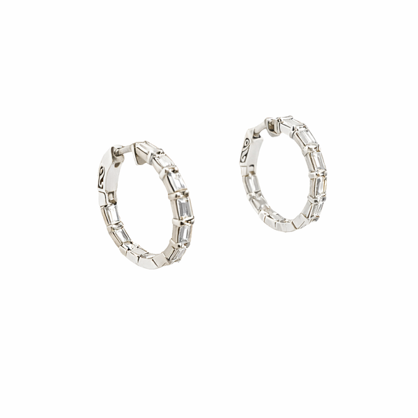 THERESE | 6.20 Ct Emerald Diamond Drop Earrings in 14K White - Lab Grown Diamond