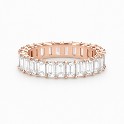 TriVera emerald cut natural diamond band in 18K rose gold by Facets Gems