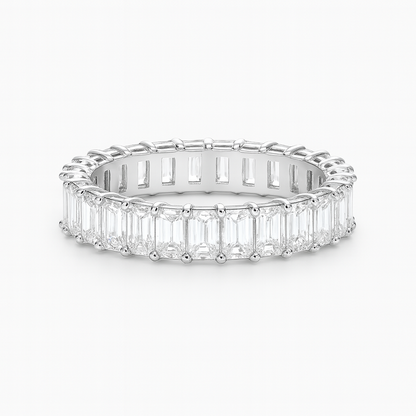 TriVera emerald cut natural diamond band in 18K white gold by Facets Gems