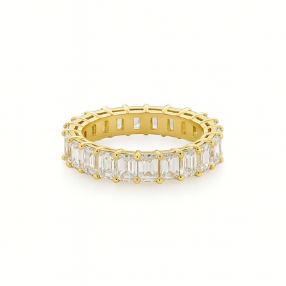 TriVera emerald cut natural diamond band in 18K yellow gold by Facets Gems