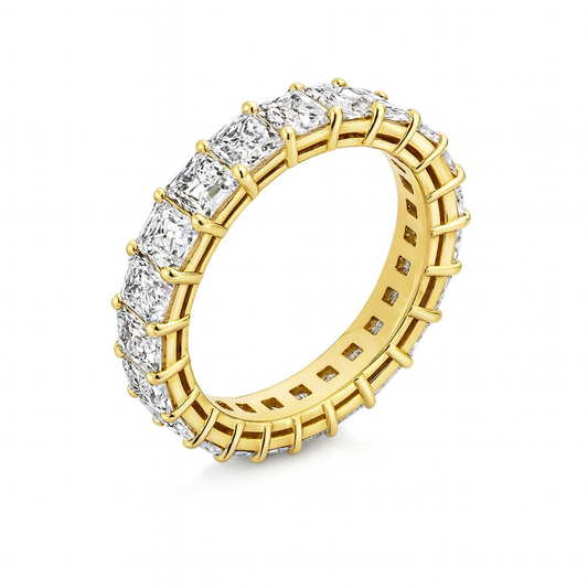 TriVera emerald cut natural diamond band in 18K yellow gold by Facets Gems