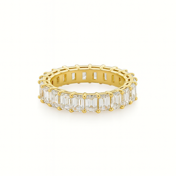 TriVera Emerald Cut Diamond Band – 18K Yellow Gold | Natural Diamonds