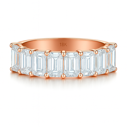 Trielle emerald cut natural diamond ring in 18K rose gold with 2.64 carats of natural emerald cut diamonds