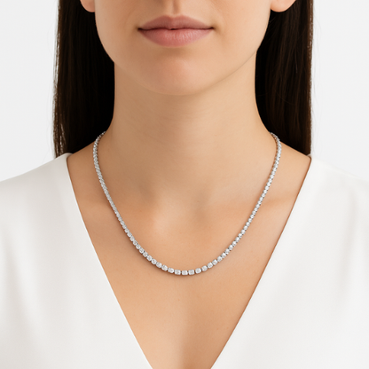 UNDULATE | 9.93 Ct Oval Diamond Tennis Necklace in  14K White Gold - Lab Grown Diamond