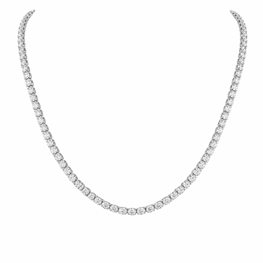 undulate | 9.93 ct oval diamond tennis necklace in  14k white gold - lab grown diamond