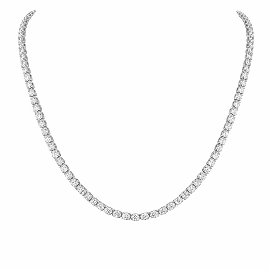 UNDULATE | 9.93 Ct Oval Diamond Tennis Necklace in  14K White Gold - Lab Grown Diamond