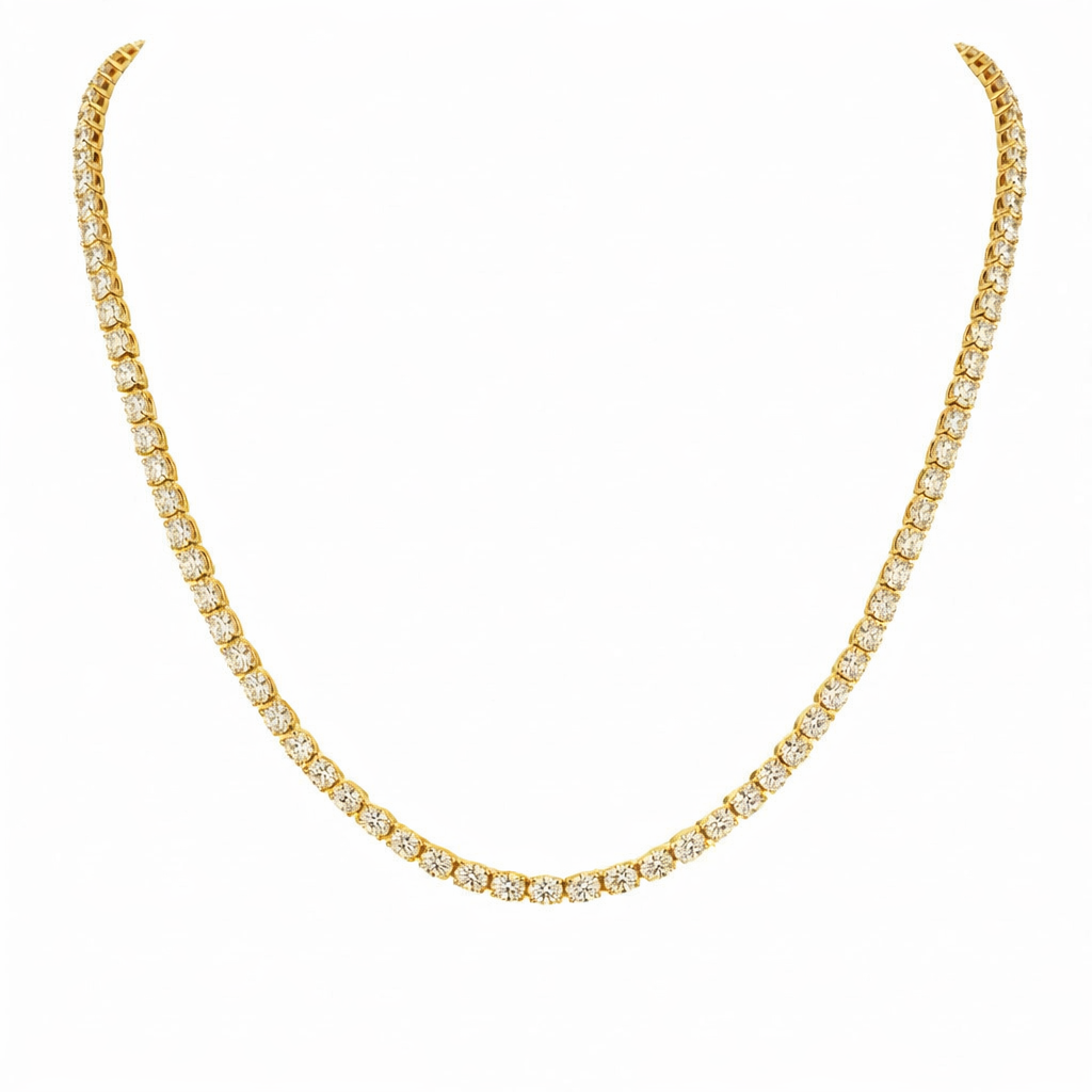 undulate | 9.93 ct oval diamond tennis necklace in  14k yellow gold - lab grown diamond