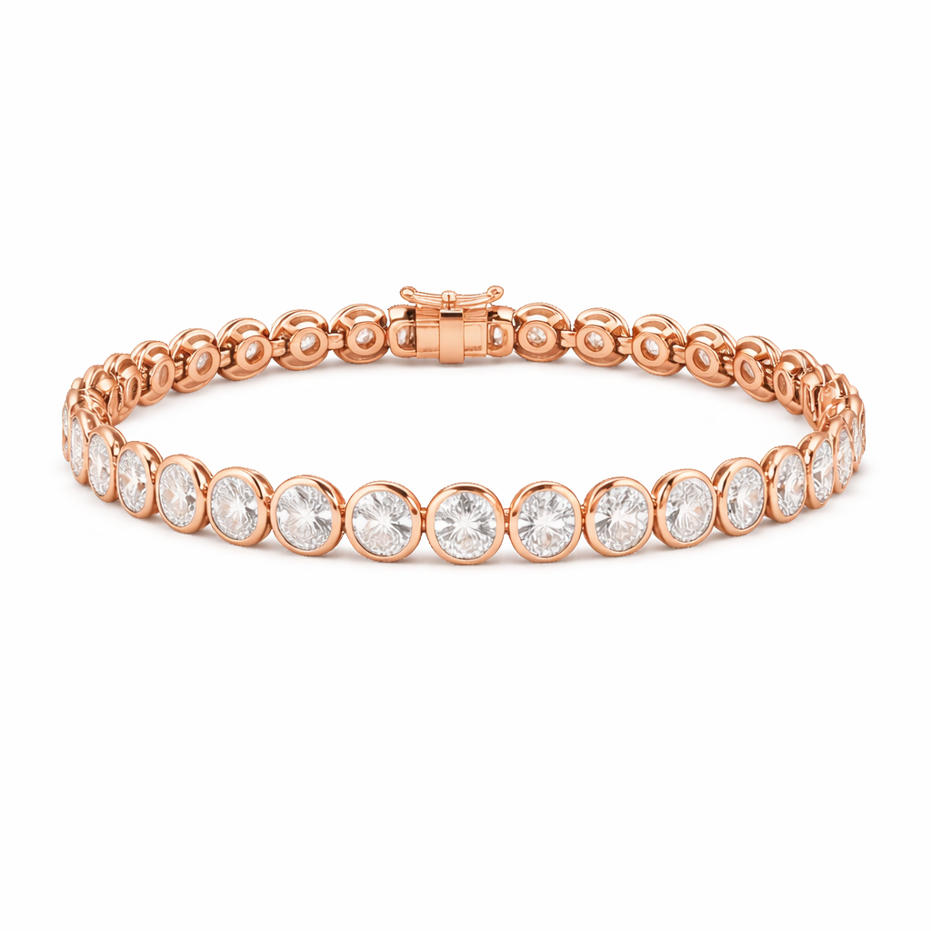 undulate | 10.74 ct oval diamond tennis bracelet in 14k white - lab grown diamonds