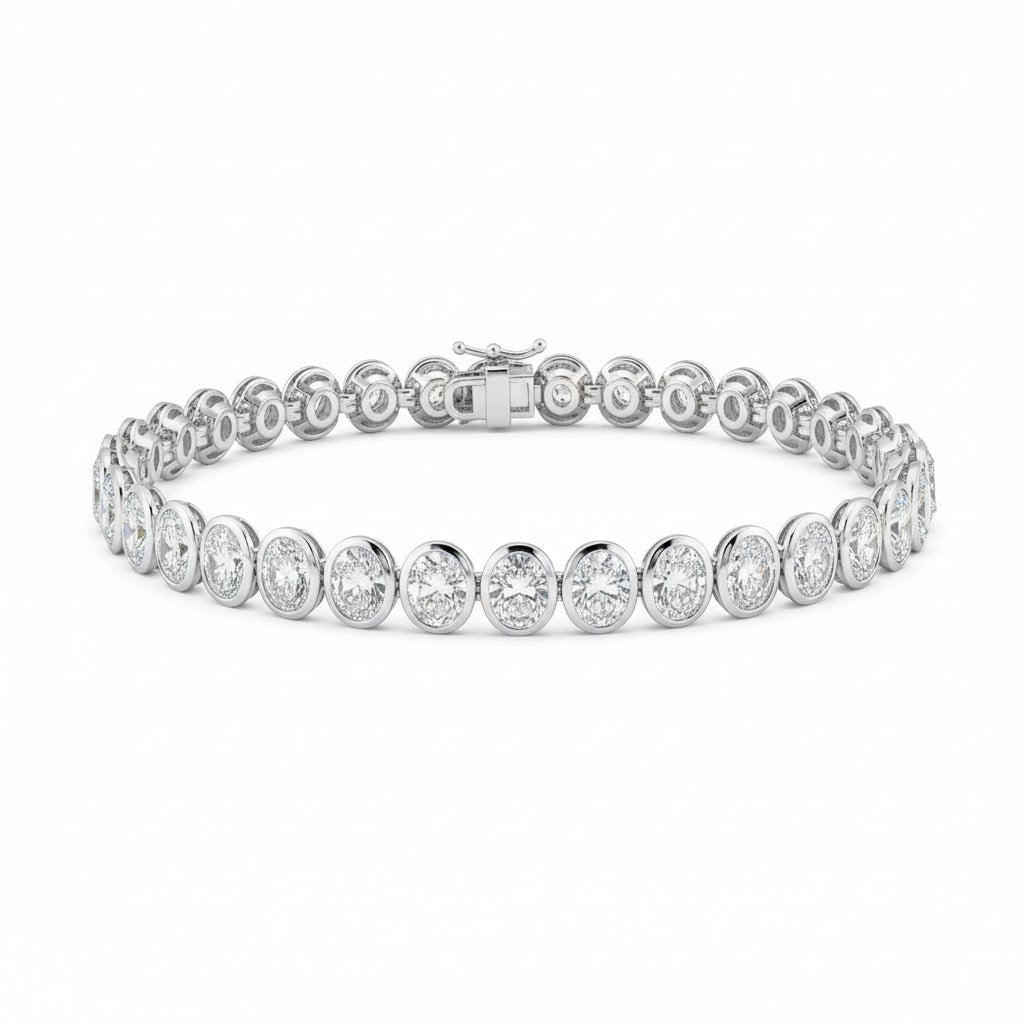 undulate | 10.74 ct oval diamond tennis bracelet in 14k white - lab grown diamonds