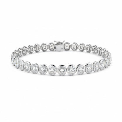 UNDULATE | 10.74 Ct Oval Diamond Tennis Bracelet in 14K White - Lab Grown Diamonds