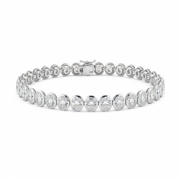 UNDULATE | 10.74 Ct Oval Diamond Tennis Bracelet in 14K White - Lab Grown Diamonds