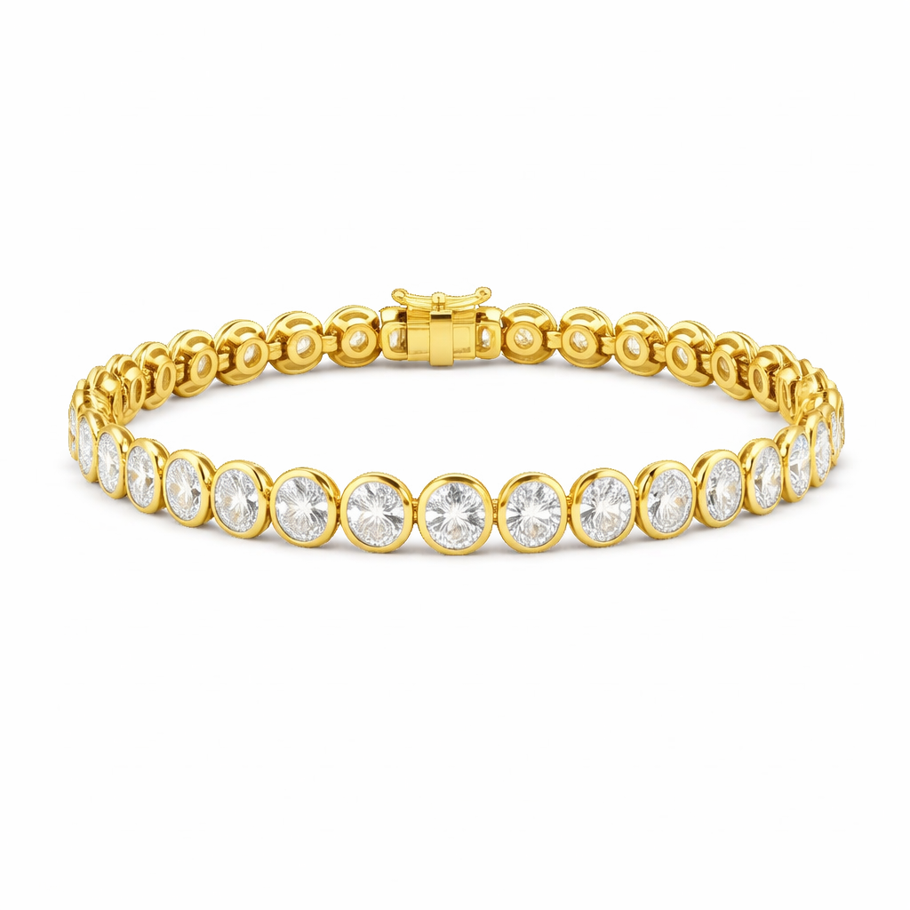 undulate | 10.74 ct oval diamond tennis bracelet in 14k white - lab grown diamonds