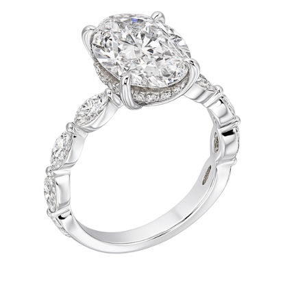 Oval Brilliance Ring | 4.21CT Natural | 18K White Gold