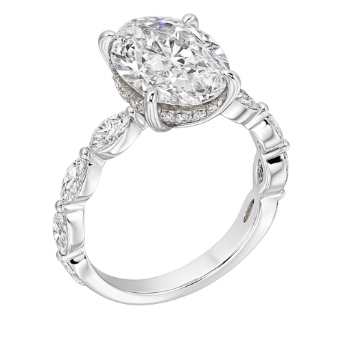 Oval Brilliance Ring | 4.21CT Natural | 18K White Gold