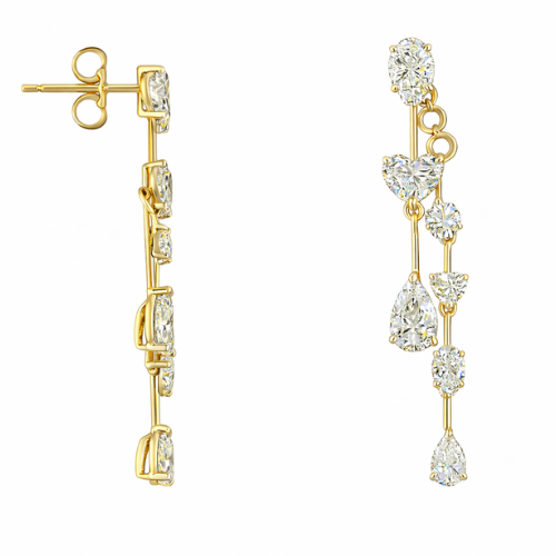 isla radiance | 3.45 ct heart shape hanging earring in 14k white gold - lab grown diamond