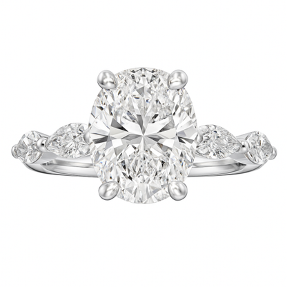 Oval Brilliance Ring | 4.21CT Natural | 18K White Gold