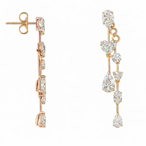 isla radiance | 3.45 ct heart shape hanging earring in 14k white gold - lab grown diamond
