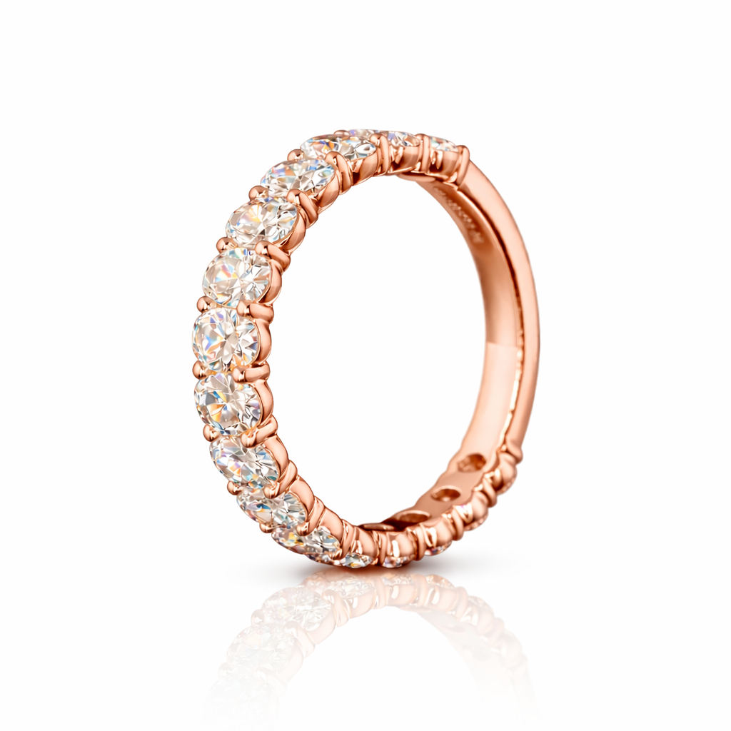 valerius | 2.04 ct oval cut 3/4 band in 14k rose gold - lab grown diamond