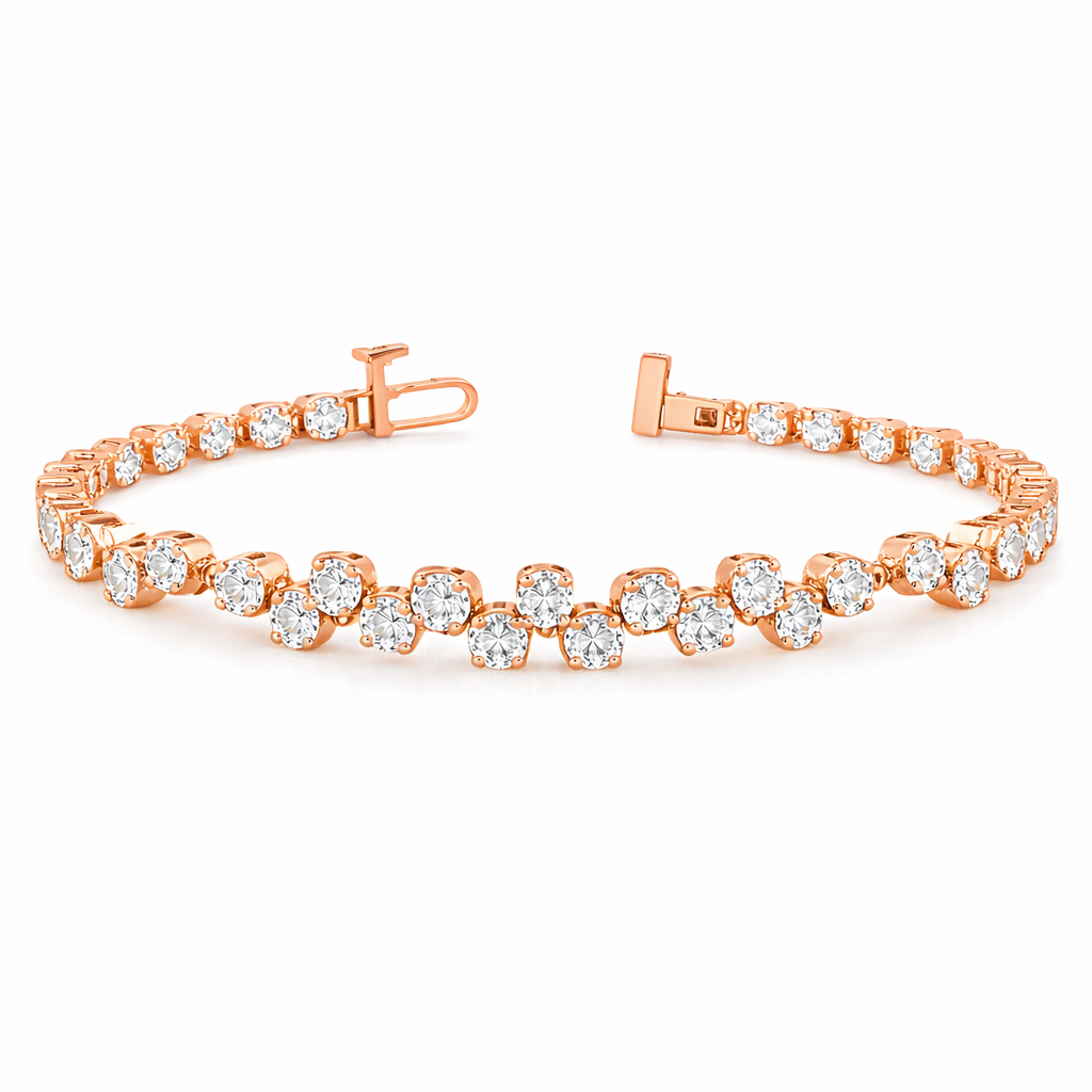 vanguard | 6.87 ct round diamond tennis bracelet in 18k rose gold