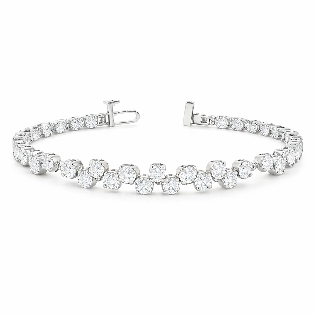 VANGUARD | 6.87 Ct Round Diamond Tennis Bracelet in 18K White Gold