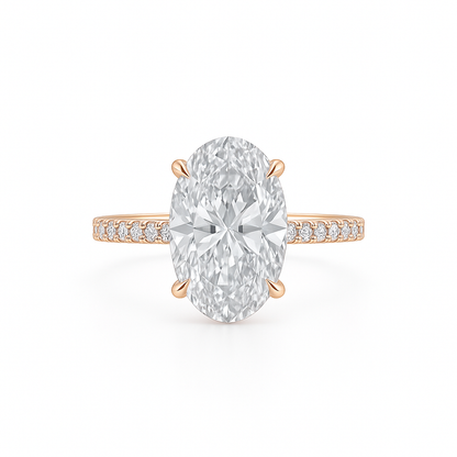 VELLORA | 4.02 Carat Oval Hidden Halo Ring in 14K Rose Gold - Lab Grown Diamond