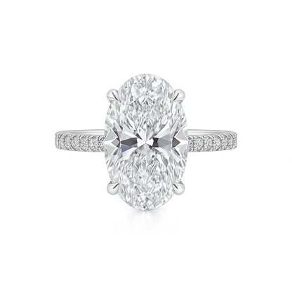 VELLORA | 4.02 Carat Oval Hidden Halo Ring in 14K White Gold - Lab Grown Diamond