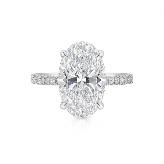 VELLORA | 4.02 Carat Oval Hidden Halo Ring in 14K White Gold - Lab Grown Diamond