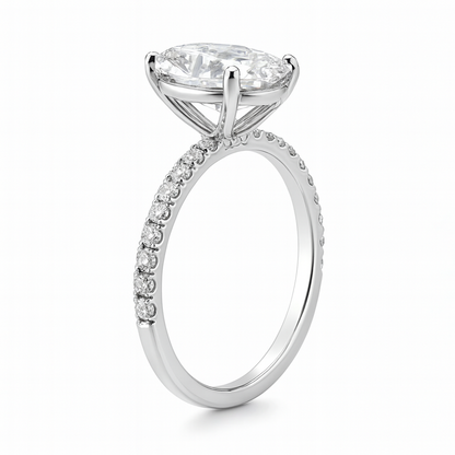 VELLORA | 4.02 Carat Oval Hidden Halo Ring in 14K White Gold - Lab Grown Diamond