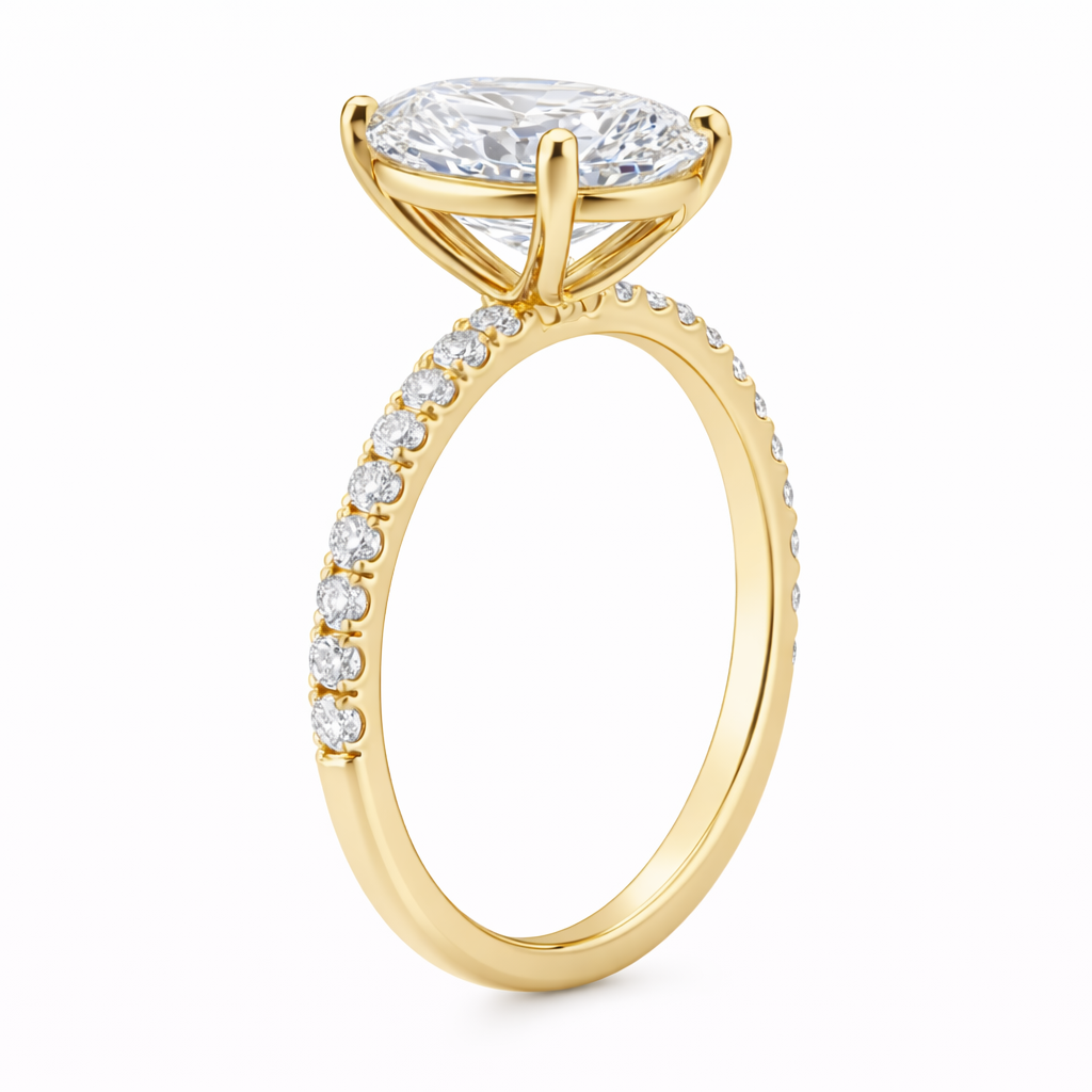 vellora | 4.02 carat oval hidden halo ring in 14k yellow gold - lab grown diamond