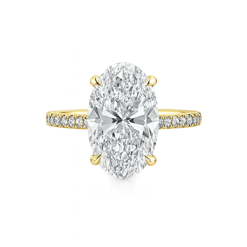 vellora | 4.02 carat oval hidden halo ring in 14k yellow gold - lab grown diamond
