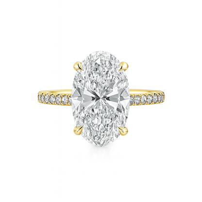 VELLORA | 4.02 Carat Oval Hidden Halo Ring in 14K Yellow Gold - Lab Grown Diamond