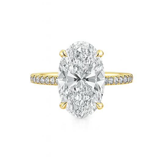 VELLORA | 4.02 Carat Oval Hidden Halo Ring in 14K Yellow Gold - Lab Grown Diamond