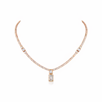 VELMIRA | 7.5 Ct Mixed-Shape Diamond Necklace in 14K Rose Gold