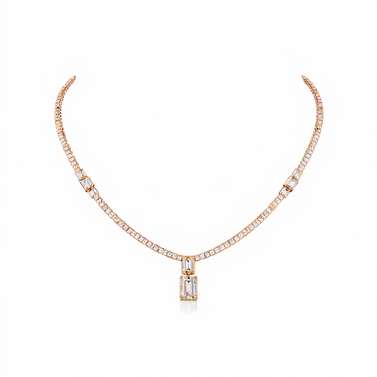 VELMIRA | 7.5 Ct Mixed-Shape Diamond Necklace in 14K Rose Gold