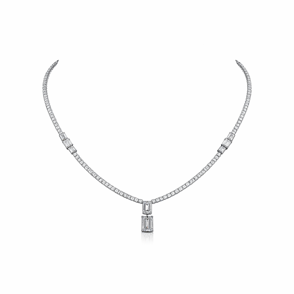 velmira | 7.5 ct mixed-shape diamond necklace in 14k white gold