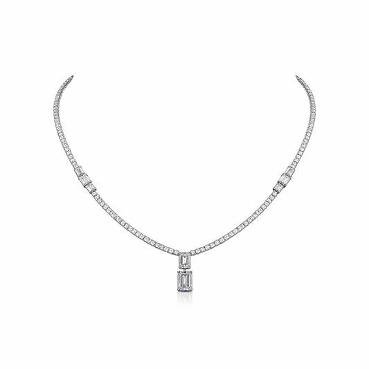 VELMIRA | 7.5 Ct Mixed-Shape Diamond Necklace in 14K White Gold