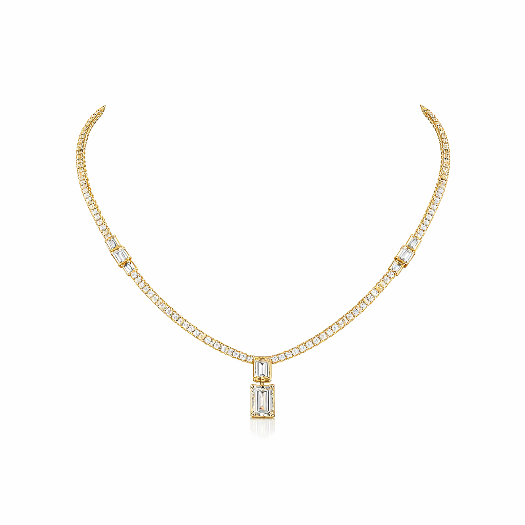 VELMIRA | 7.5 Ct Mixed-Shape Diamond Necklace in 14K Yellow Gold