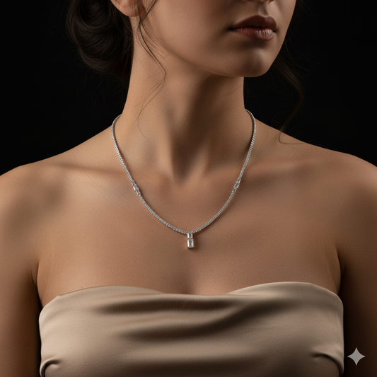 VELMIRA | 7.5 Ct Mixed-Shape Diamond Necklace in 14K White Gold