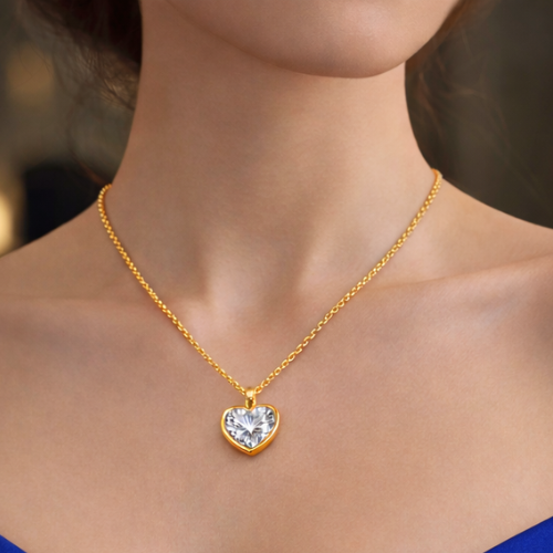 veradia | 5.05 ct heart shape cut solitaire pendant in 18k yellow gold