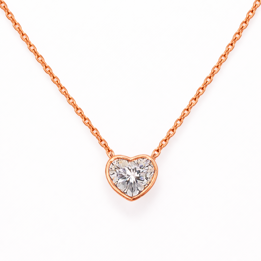 veradia | 5.05 ct heart shape cut solitaire pendant in 18k rose gold