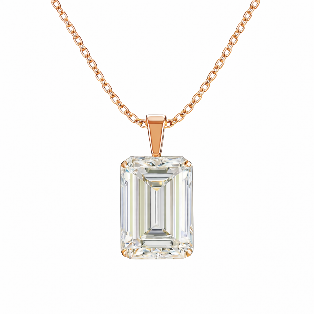 VERA | 3.52 Ct  Emerald Solitaire Pendant in 14K Rose Gold