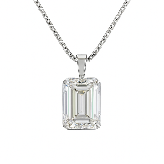 VERA | 3.52 Ct  Emerald Solitaire Pendant in 14K White Gold