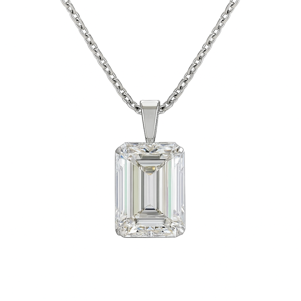 VERA | 3.52 Ct  Emerald Solitaire Pendant in 14K White Gold - Lab Grown