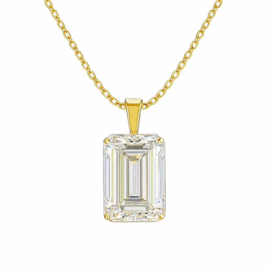 VERA | 3.52 Ct  Emerald Solitaire Pendant in 14K Yellow Gold
