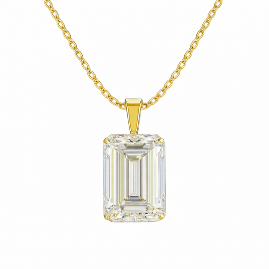 VERA | 3.52 Ct  Emerald Solitaire Pendant in 14K Yellow Gold