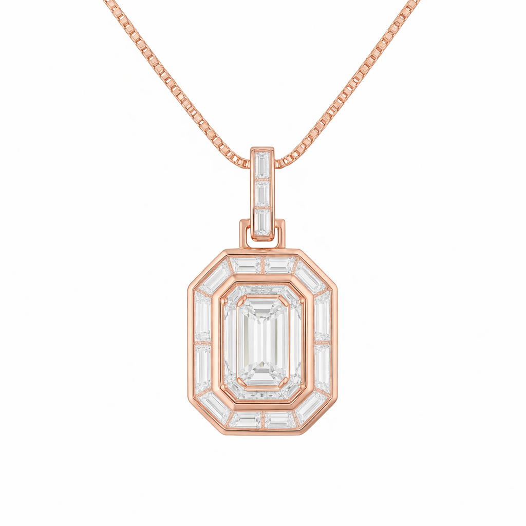 verdant | 8.94 ct mixed-shaped diamond & gemstone pendant in 14k rose gold