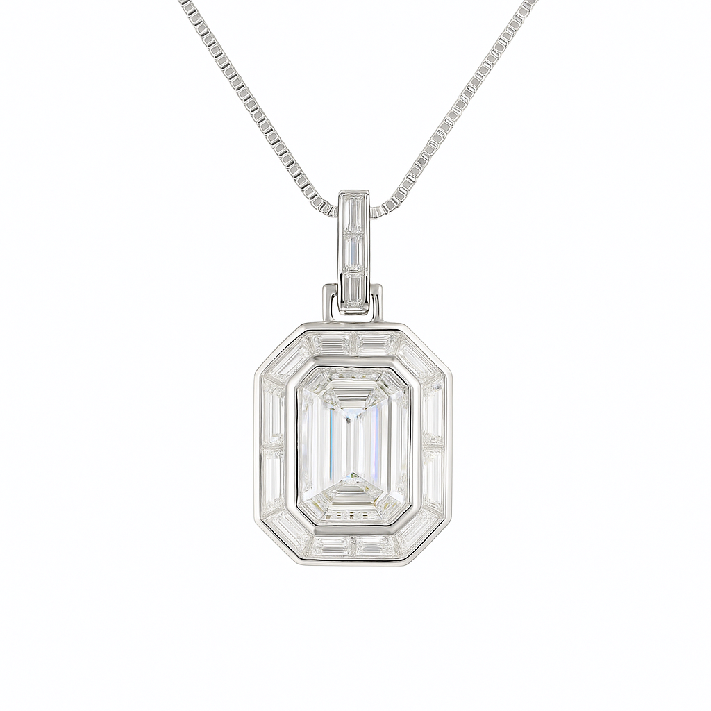 verdant | 8.94 ct mixed-shaped diamond & gemstone pendant in 14k white gold