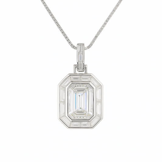 VERDANT | 8.94 Ct Mixed-Shaped Diamond & Gemstone Pendant in 14K White Gold